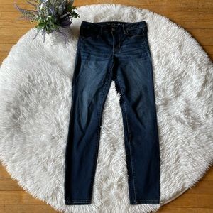 American Eagle 12 long jeans jegging stretch blue dark wash skinny